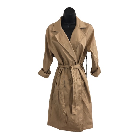 Haute Monde classic tan belted trench coat size small new - Picture 9 of 14